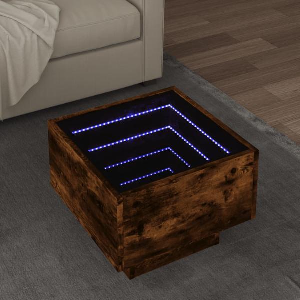 ARDEBO.de - Beistelltisch mit LED Räuchereiche 40x40x30 cm Holzwerkstoff