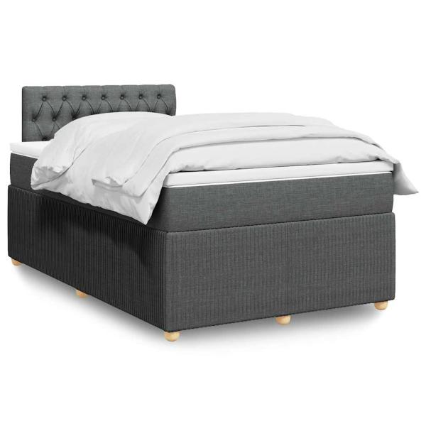 ARDEBO.de - Boxspringbett mit Matratze Dunkelgrau 120x190 cm Stoff
