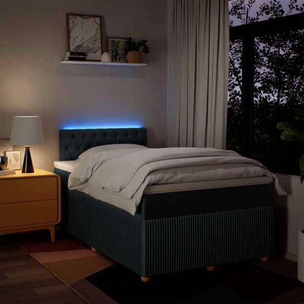 Boxspringbett mit Matratze Blau 120x190 cm Stoff