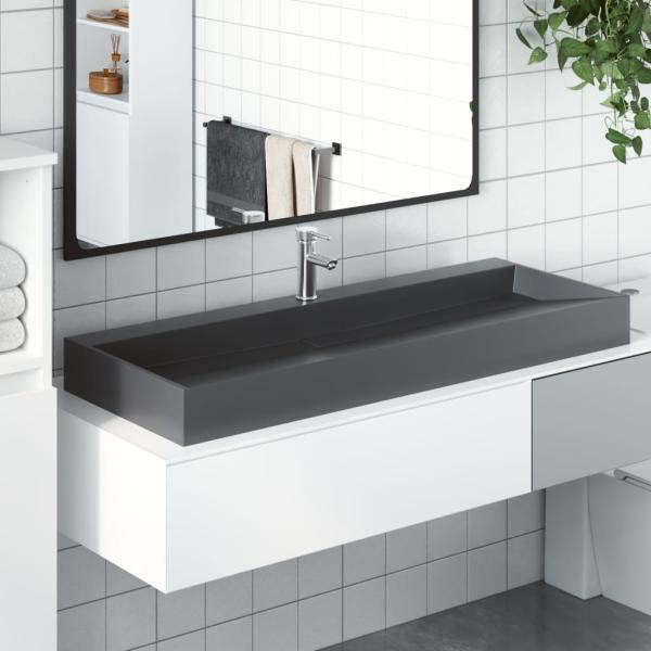 ARDEBO.de - Waschbecken 120x46x11 cm Mineralguss/Marmorguss Anthrazit