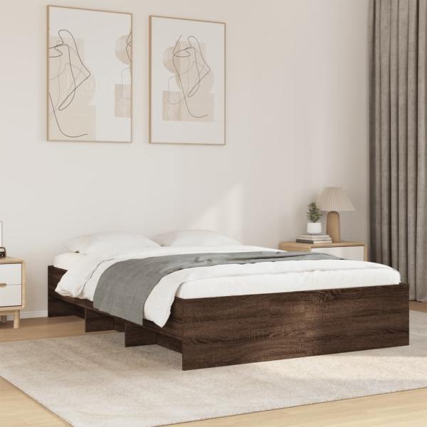 ARDEBO.de - Bettgestell ohne Matratze Braun Eiche 140x200 cm Holzwerkstoff