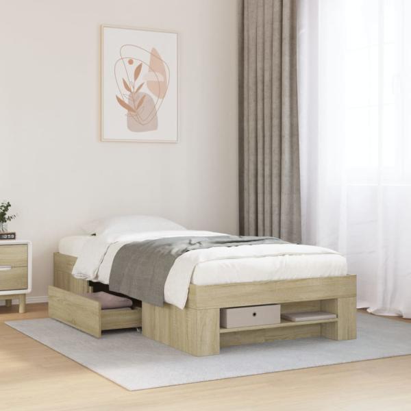 ARDEBO.de - Bettgestell ohne Matratze Sonoma-Eiche 100x200 cm Holzwerkstoff
