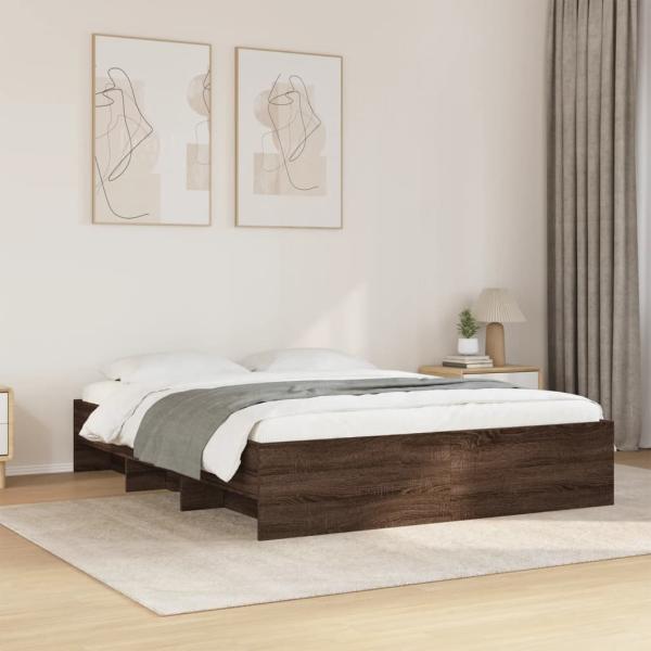 ARDEBO.de - Bettgestell ohne Matratze Braun Eiche 150x200 cm Holzwerkstoff