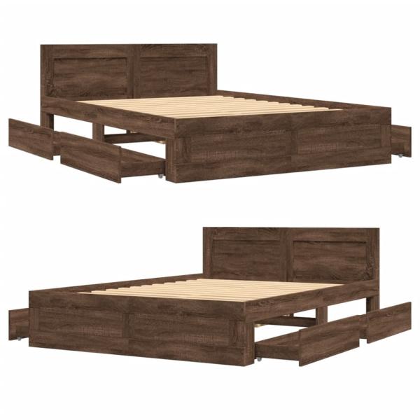 Bettgestell mit Kopfteil Braun Eichen-Optik 120x200 cm