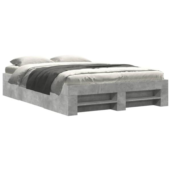 Bettgestell Betongrau 135x190 cm Holzwerkstoff