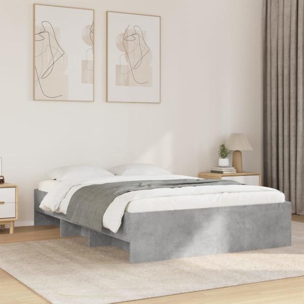 ARDEBO.de - Bettgestell Betongrau 140x190 cm Holzwerkstoff