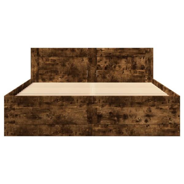 Bettgestell mit Kopfteil Räuchereiche 140x190 cm Holzwerkstoff