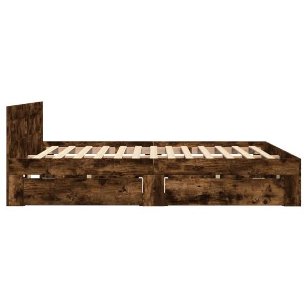 Bettgestell mit Kopfteil Räuchereiche 140x190 cm Holzwerkstoff