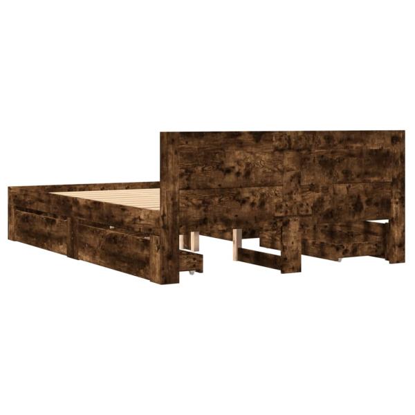 Bettgestell mit Kopfteil Räuchereiche 140x190 cm Holzwerkstoff