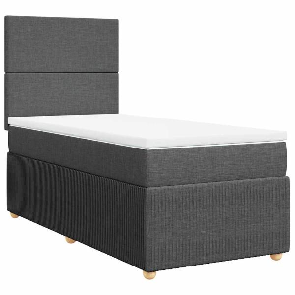 Boxspringbett mit Matratze Dunkelgrau 100x200 cm Stoff
