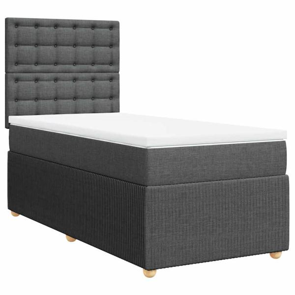 ARDEBO.de - Boxspringbett mit Matratze Dunkelgrau 100x200 cm Stoff