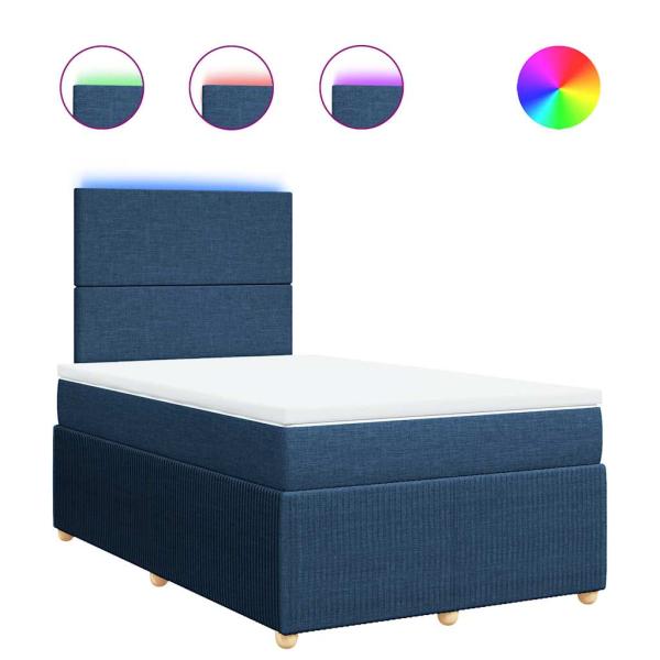 Boxspringbett mit Matratze Blau 120x190 cm Stoff