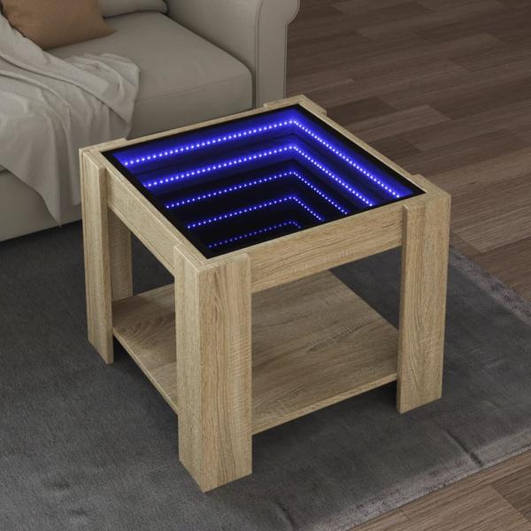 ARDEBO.de - LED-Couchtisch Sonoma Eiche 53x53x45 cm Holzwerkstoff