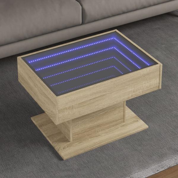 ARDEBO.de - LED-Couchtisch Sonoma Eiche 70x50x45 cm Holzwerkstoff