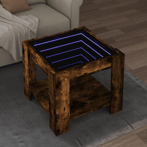 ARDEBO.de - LED-Couchtisch Räuchereiche 53x53x45 cm Holzwerkstoff