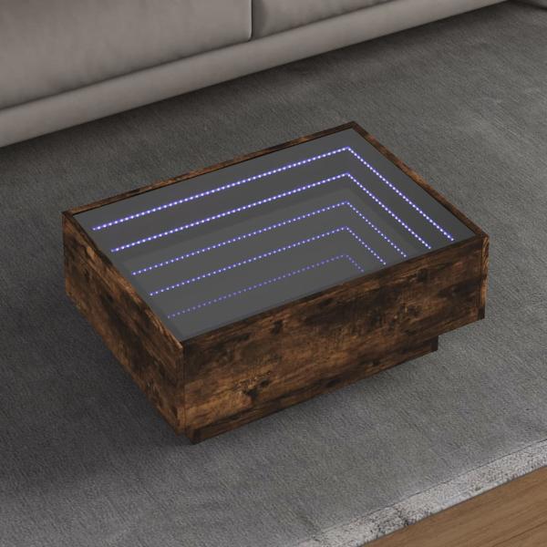 ARDEBO.de - LED-Couchtisch Räuchereiche 70x50x30 cm Holzwerkstoff
