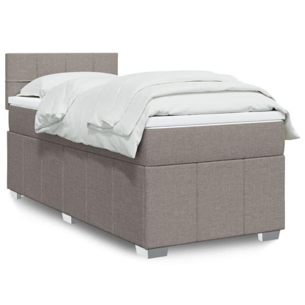 ARDEBO.de - Boxspringbett mit Matratze Taupe 90x190 cm Stoff