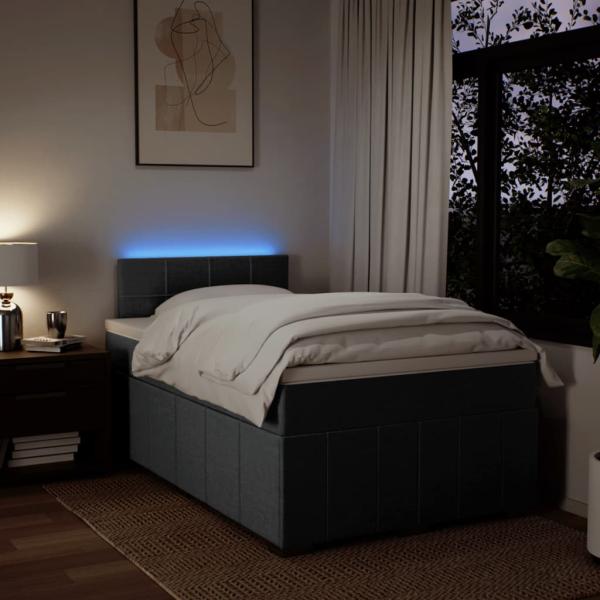 ARDEBO.de - Boxspringbett mit Matratze Dunkelgrau 120x200 cm Stoff