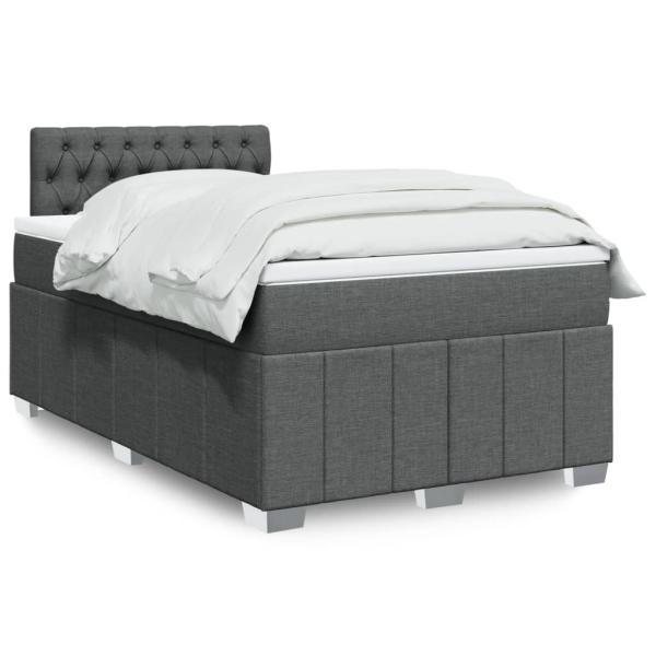 ARDEBO.de - Boxspringbett mit Matratze Dunkelgrau 120x200 cm Stoff