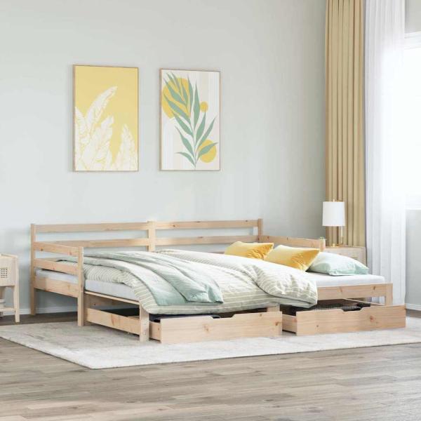 ARDEBO.de - Tagesbett Ausziehbar mit Schubladen ohne Matratze 90x200 cm