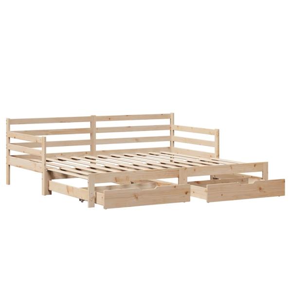 Tagesbett Ausziehbar mit Schubladen ohne Matratze 90x200 cm