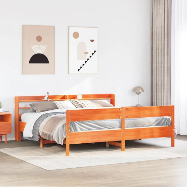 ARDEBO.de - Massivholzbett ohne Matratze Wachsbraun 180x200 Kiefernholz