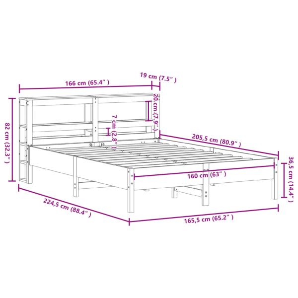 Massivholzbett ohne Matratze Wachsbraun 160x200 Kiefernholz