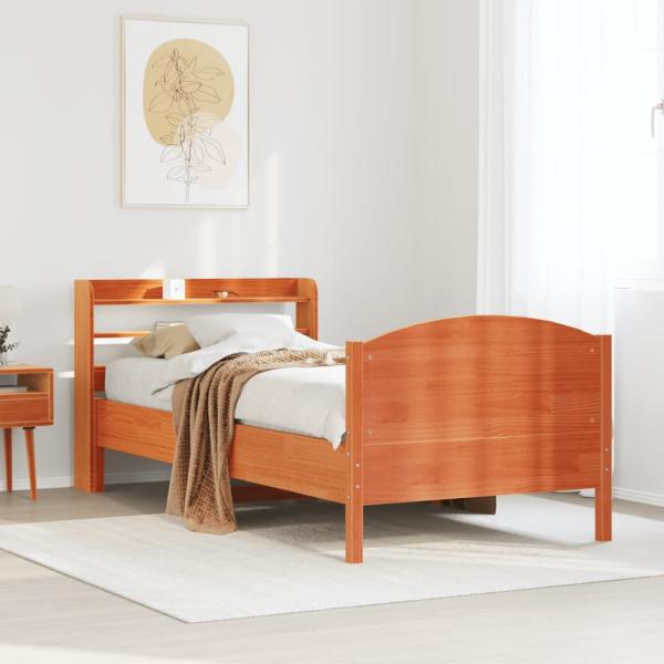 ARDEBO.de - Massivholzbett ohne Matratze Wachsbraun 100x200 Kiefernholz