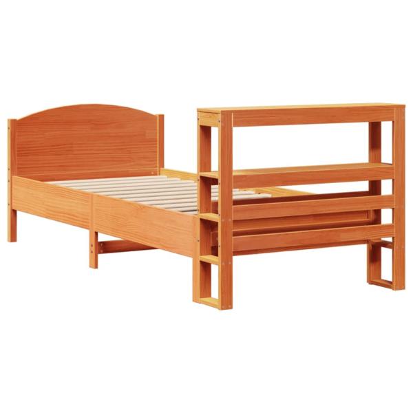 Massivholzbett ohne Matratze Wachsbraun 90x200 Kiefernholz