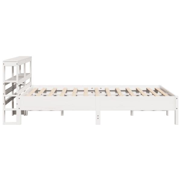 Massivholzbett ohne Matratze Weiß 140x190 cm Kiefernholz