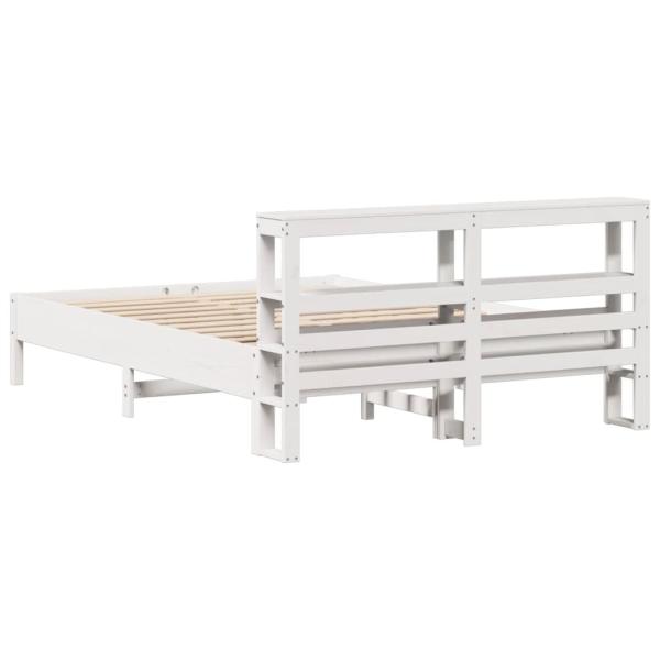 Massivholzbett ohne Matratze Weiß 140x190 cm Kiefernholz