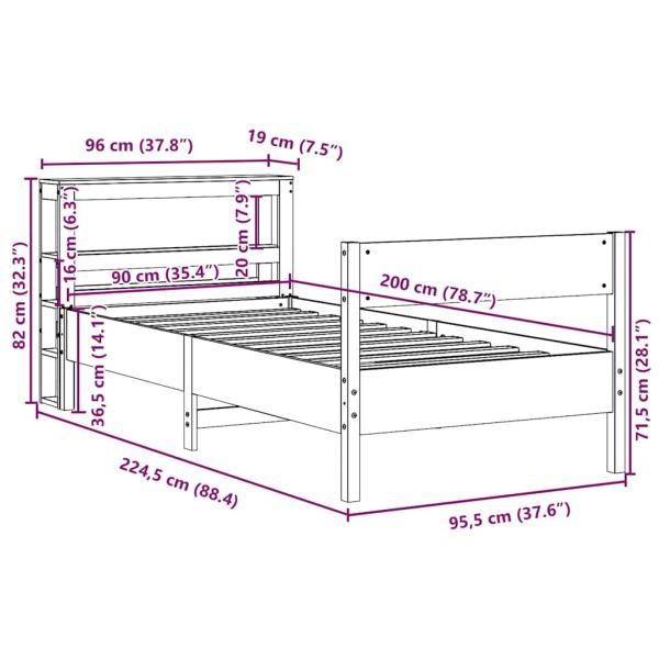 Massivholzbett ohne Matratze Wachsbraun 90x200 Kiefernholz