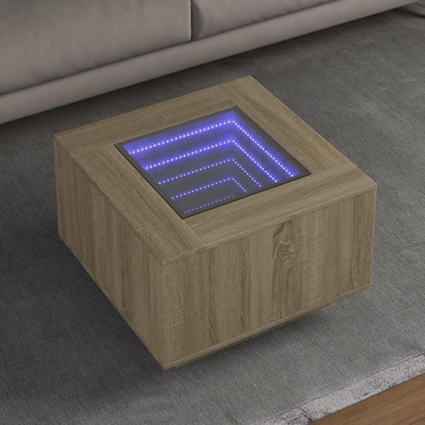 ARDEBO.de - LED-Couchtisch Sonoma-Eiche 60x60x40 cm Holzwerkstoff