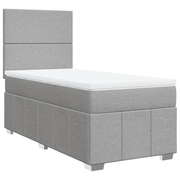 ARDEBO.de - Boxspringbett mit Matratze Hellgrau 100x200 cm Stoff