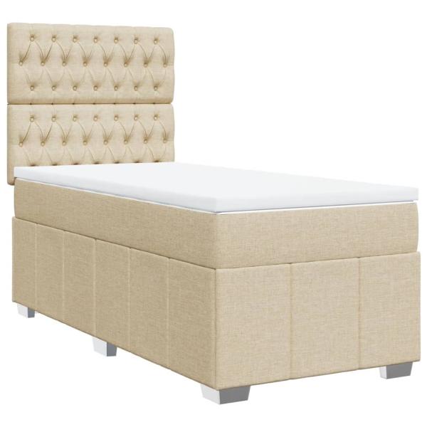 ARDEBO.de - Boxspringbett mit Matratze Creme 100x200 cm Stoff