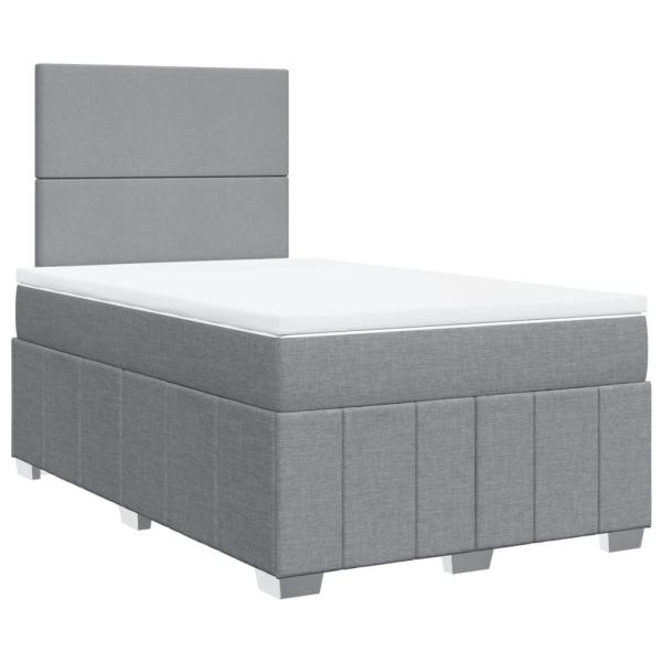 ARDEBO.de - Boxspringbett mit Matratze Hellgrau 120x190 cm Stoff