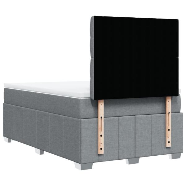 ARDEBO.de - Boxspringbett mit Matratze Hellgrau 120x190 cm Stoff