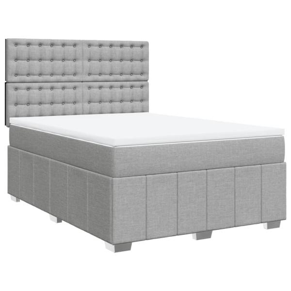 Boxspringbett mit Matratze Hellgrau 140x190 cm Stoff