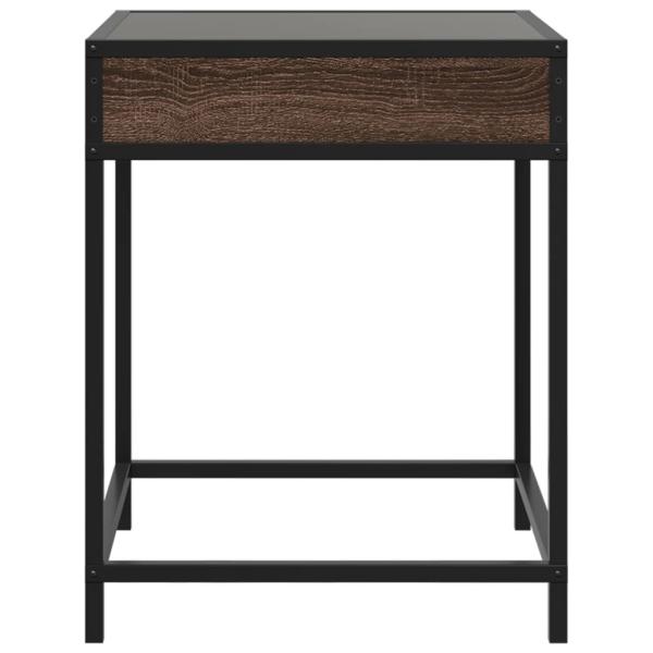 ARDEBO.de - Nachttisch mit Infinity-LED Braun Eichen-Optik 40x40x51 cm