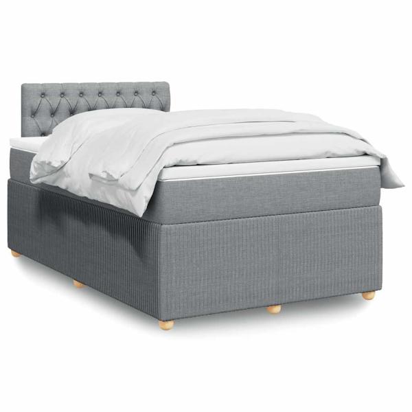 ARDEBO.de - Boxspringbett mit Matratze Hellgrau 120x190 cm Stoff
