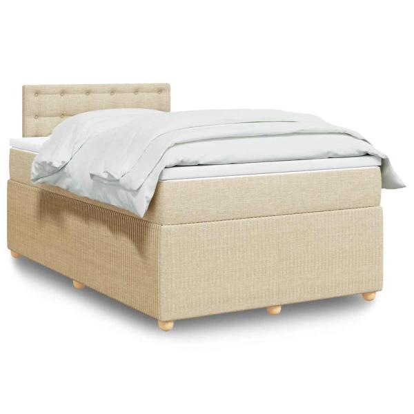 ARDEBO.de - Boxspringbett mit Matratze Creme 120x190 cm Stoff