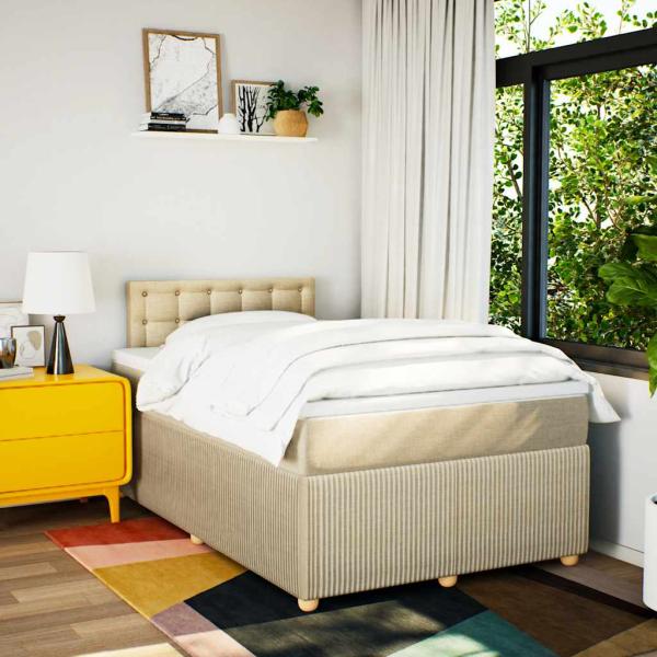 Boxspringbett mit Matratze Creme 120x190 cm Stoff