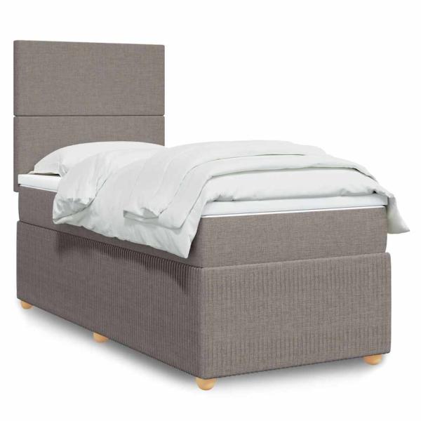 ARDEBO.de - Boxspringbett mit Matratze Taupe 100x200 cm Stoff