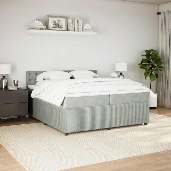 Boxspringbett mit Matratze Hellgrau 200x200 cm Samt