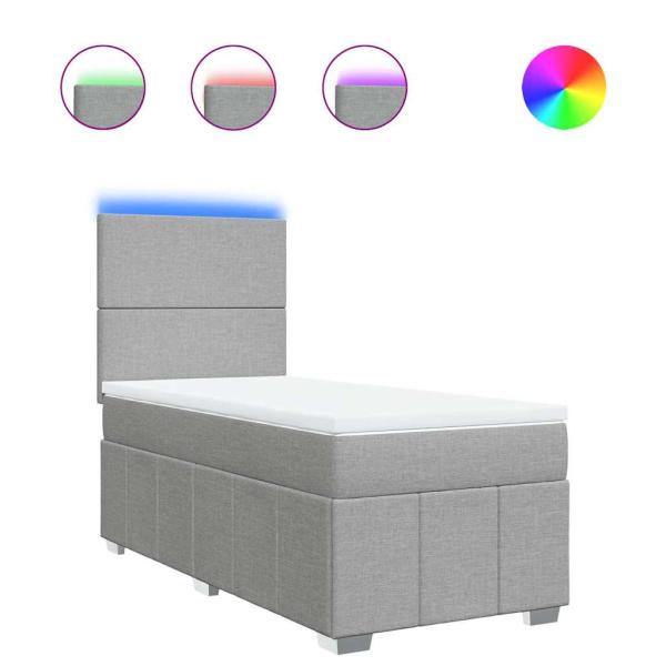 Boxspringbett mit Matratze Hellgrau 80x200 cm Stoff