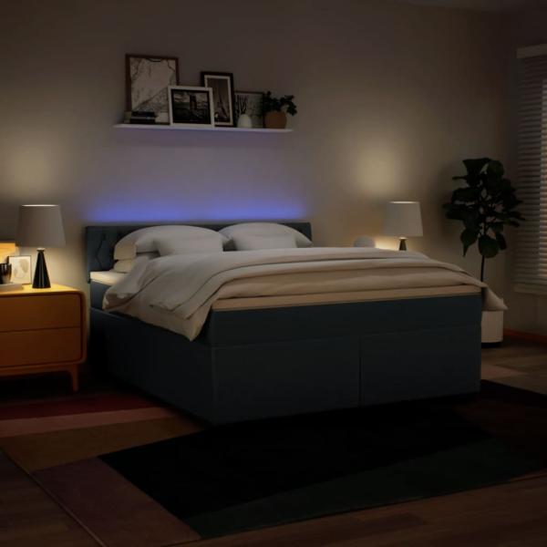 Boxspringbett mit Matratze Blau 180x200 cm Stoff