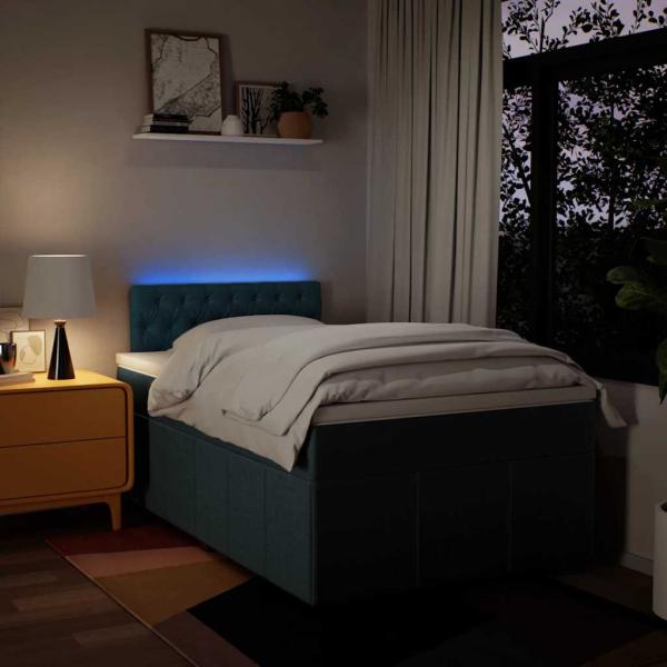 Boxspringbett mit Matratze Blau 120x200 cm Stoff