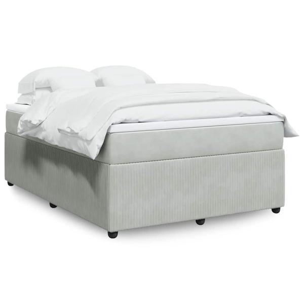 ARDEBO.de - Boxspringbett mit Matratze Hellgrau 140x190 cm Samt