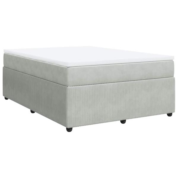 Boxspringbett mit Matratze Hellgrau 140x190 cm Samt