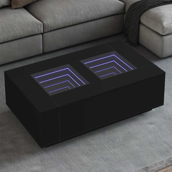ARDEBO.de - Couchtisch mit Infinity-LED Schwarz 116x69x40 cm